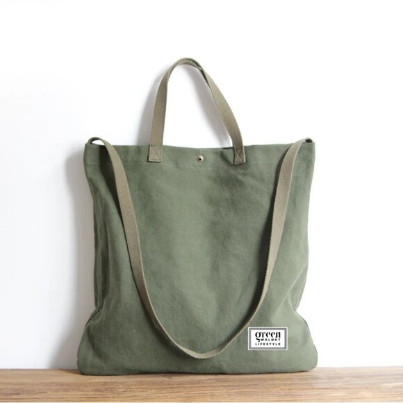 Cotton Canvas Tote Bag With Pocket And Zipper - Picture 6 of 8